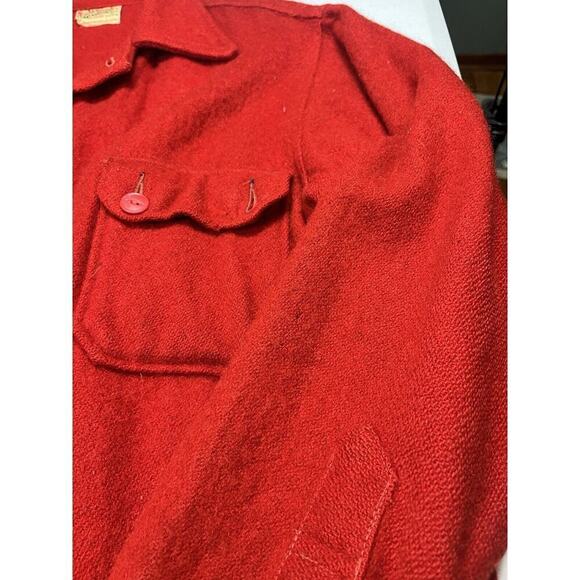Vintage 40s Mens North Country Wool Double Pocket Button Shirt Jacket Red USA - Picture 3 of 9